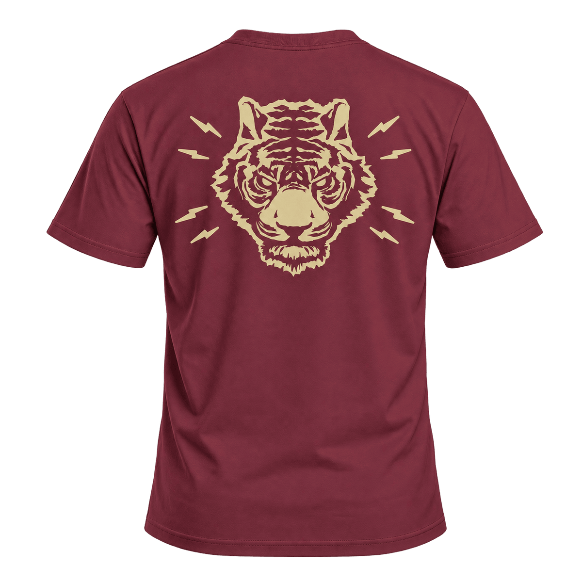 Blind Tiger Coffee Roasters T-Shirt in Garnet & Gold, back