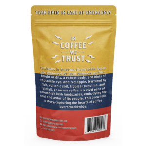 Single Origin Coffee Medium Roast - Colombia Anserma (Back of Bag)