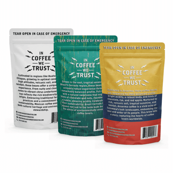 Blind Tiger Origins Collection back of coffee bags